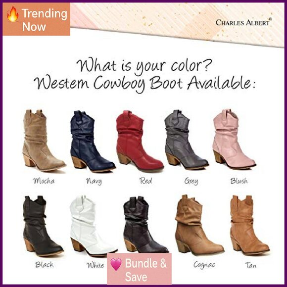 Modern Western Distressed Cowboy Boots with Pull-Up Tabs, Mid-Calf - Picture 7 of 8